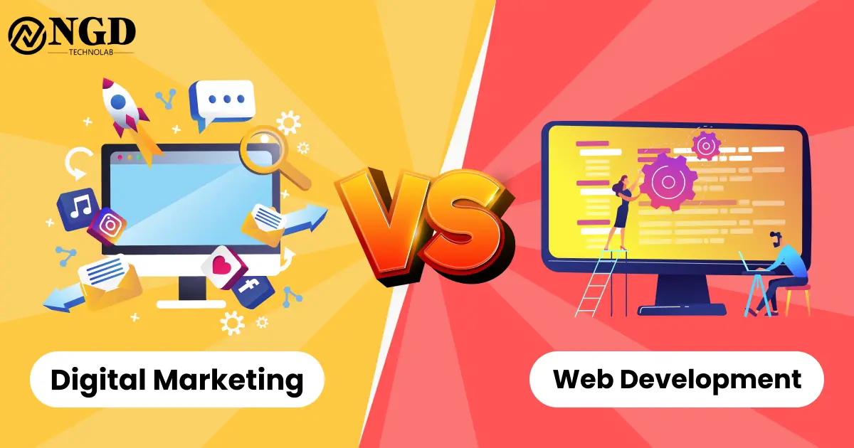 digital marketing vs web development feature image